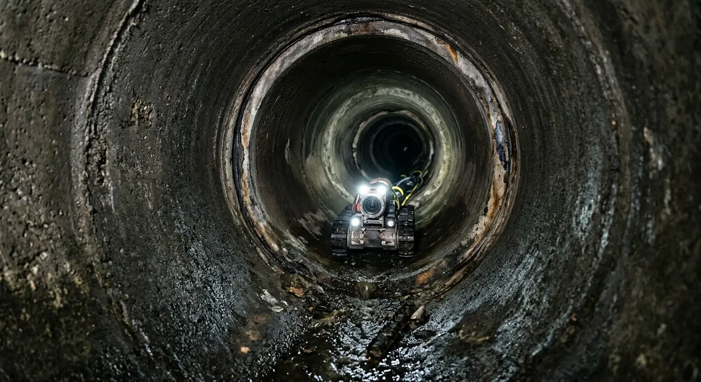 Robotic sewer camera inspecting pipe interior for Sewer Line Repair in Cookeville